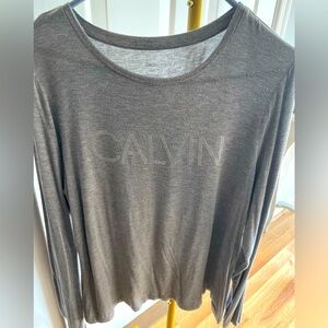 Calvin Klein Long Sleeve Tee in grey color size Large